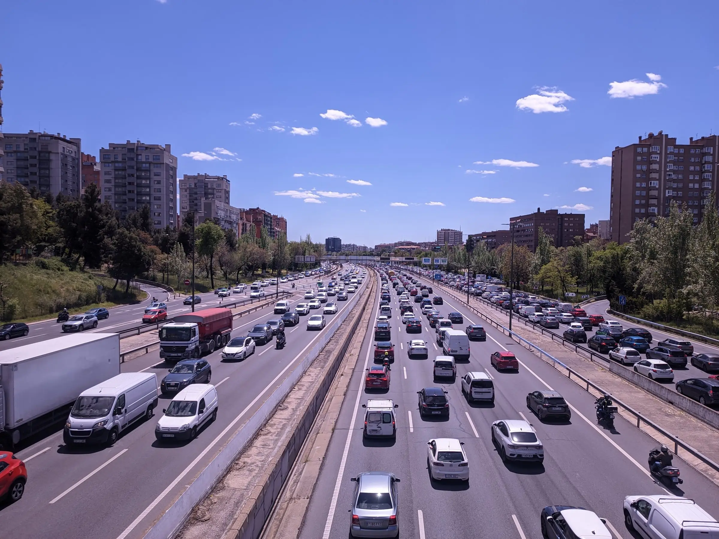 La M-30 de Madrid con mucho tráfico durante el apagón